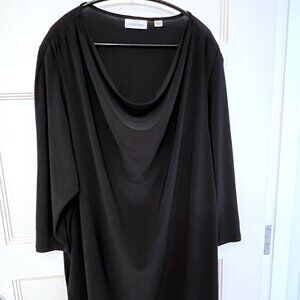 Size 26/28 - Black Drape Neck Blouse with 3/4 Sleeves